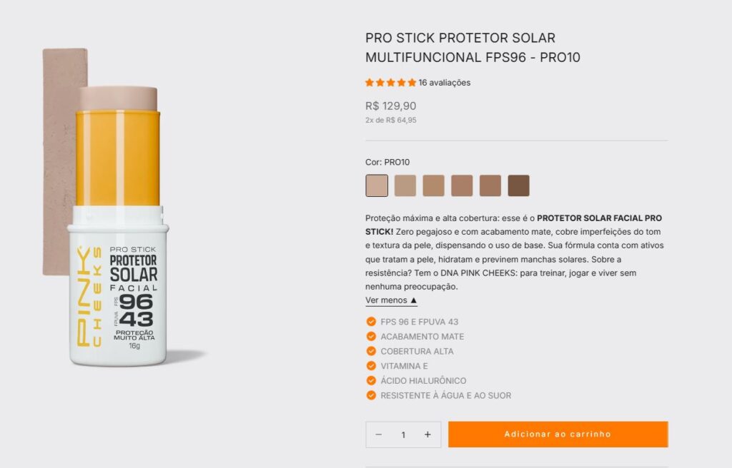 PRO STICK PROTETOR SOLAR MULTIFUNCIONAL FPS96 - PRO10